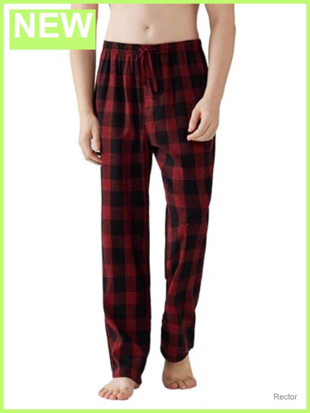 Mens Flannel Cotton Pajama Pants with Pockets and Button Fly